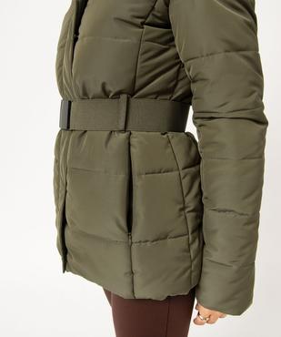 Blouson matelassé avec capuche à bord amovible et ceinture femme vue2 - GEMO(FEMME PAP) - GEMO