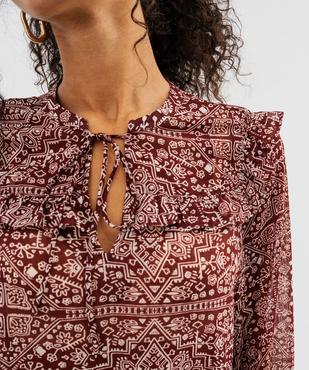 Blouse en voile imprimée à volants femme vue2 - GEMO(FEMME PAP) - GEMO