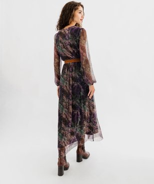Robe longue à manches longues en maille fluide et scintillante femme vue4 - GEMO(FEMME PAP) - GEMO
