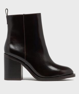 Boots à talon large et bout rond unies femme vue1 - FOLLOW ME - GEMO