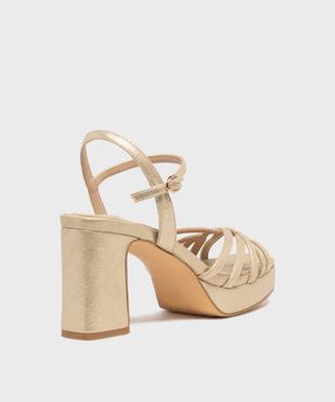 Sandales à talon haut, patin et fines brides dorées femme - Follow Me vue4 - FOLLOW ME - GEMO