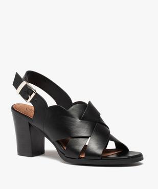 Sandales femme à talon dessus larges brides croisées vue2 - GEMO(URBAIN) - GEMO