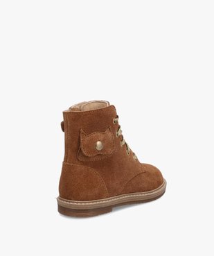 Boots bébé fille en cuir retourné uni à lacets et zip – NA!  vue4 - NA! - GEMO