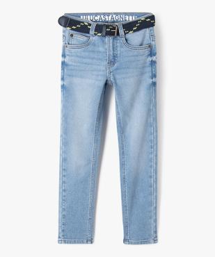Jean slim stretch à taille ajustable avec ceinture tressée garçon - LuluCastagnette vue1 - LULUCASTAGNETTE - GEMO