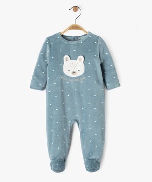 Pyjama en velours à motif ourson bébé garçon vue1 - GEMO 4G BEBE - GEMO