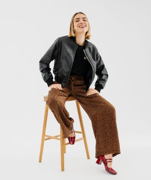 Pantalon fluide coupe large à motif léopard femme vue5 - GEMO(FEMME PAP) - GEMO