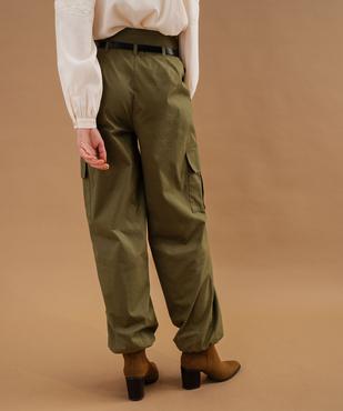 Pantalon cargo à taille haute avec ceinture femme vue4 - GEMO(FEMME PAP) - GEMO