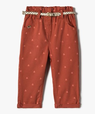 Pantalon bébé fille coupe carotte avec motif et ceinture tressée - LuluCastagnette vue1 - LULUCASTAGNETTE - GEMO