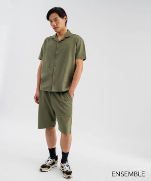 Ensemble chemise manches courtes et bermuda kaki pour homme - GEMO