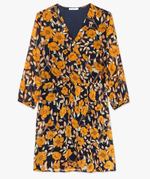 Robe fleurie à manches longues avec devant croisé vue4 - GEMO(FEMME PAP) - GEMO
