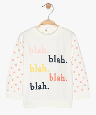 Sweat bébé fille à motifs en coton biologique vue1 - GEMO 4G BEBE - GEMO