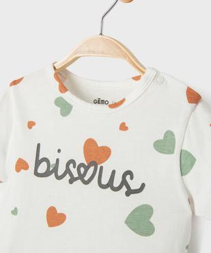 Pyjashort en jersey de coton imprimé cœurs bébé fille vue2 - GEMO 4G BEBE - GEMO