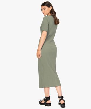 Robe chemise femme en maille côtelée et manches courtes vue3 - GEMO(FEMME PAP) - GEMO