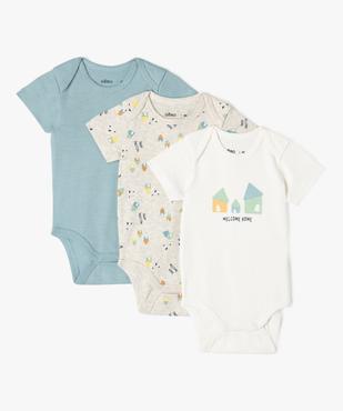 Body à manches courtes à motifs maison bébé garçon (lot de 3) vue1 - GEMO 4G BEBE - GEMO