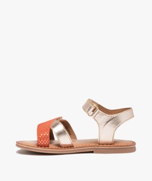 Sandales fille à brides scratch dessus cuir métallisé vue3 - GEMO (ENFANT) - GEMO