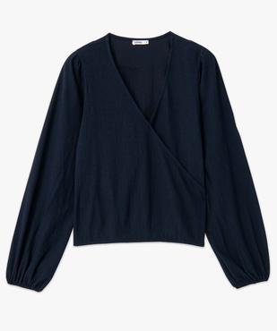 Tee-shirt femme effet blouse avec col cache-coeur vue4 - GEMO(FEMME PAP) - GEMO