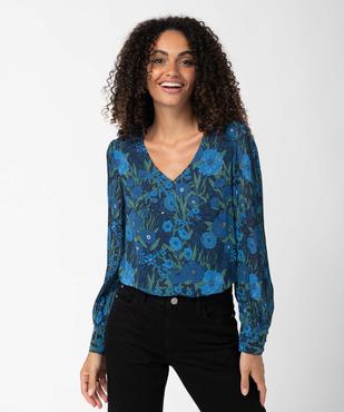 Blouse femme imprimée à manches longues plissées vue1 - GEMO(FEMME PAP) - GEMO
