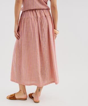 Jupe longue en coton et viscose à rayures femme vue3 - GEMO(FEMME PAP) - GEMO