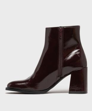 Boots vernis avec bout carré et talon flare femme - Follow Me vue3 - FOLLOW ME - GEMO