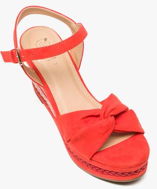 Sandales femme en suédine à talon compensé multimatières vue5 - GEMO(URBAIN) - GEMO