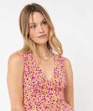 Robe femme courte sans manches à motifs fleuris vue2 - GEMO(FEMME PAP) - GEMO