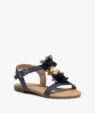 Sandales fille unies à fines brides et fleurs en tulle vue2 - GEMO (ENFANT) - GEMO