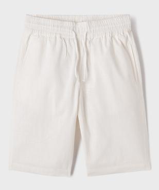 Bermuda coupe droite en coton léger texturé garçon  vue1 - GEMO (JUNIOR) - GEMO