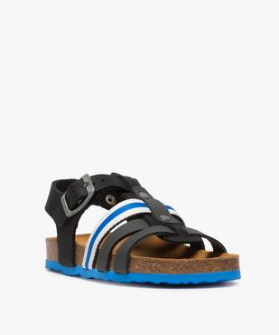 Sandales garçon à brides en cuir et semelle contrastée vue2 - GEMO (ENFANT) - GEMO