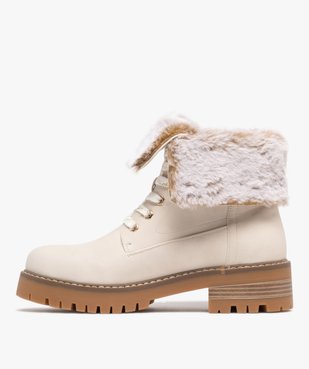 Boots femme fourrées à col duveteux retourné et  épaisse semelle crantée vue4 - GEMO (CASUAL) - GEMO