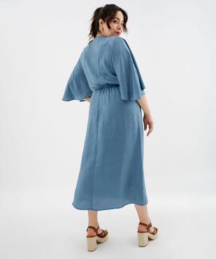 Robe longue en voile satiné à encolure cache-cœur femme grande taille vue4 - GEMO (G TAILLE) - GEMO