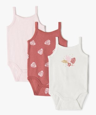 Body bébé à bretelles et motifs 100% coton biologique (lot de 3) vue1 - GEMO 4G BEBE - GEMO