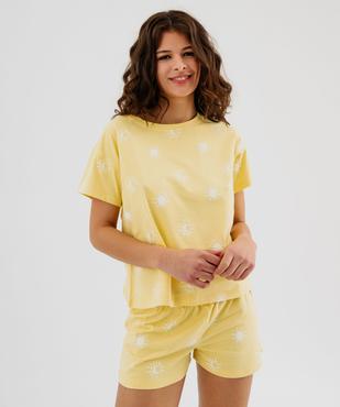 Pyjashort en coton imprimé femme vue3 - GEMO 4G FEMME - GEMO