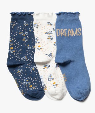 Chaussettes hautes en coton à tige roulottée fille (lot de 3) vue1 - GEMO (ENFANT) - GEMO