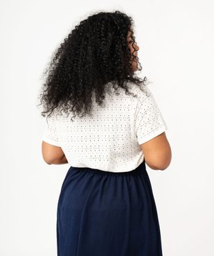 Tee-shirt grande taille manches courtes en maille ajourée femme vue3 - GEMO (G TAILLE) - GEMO