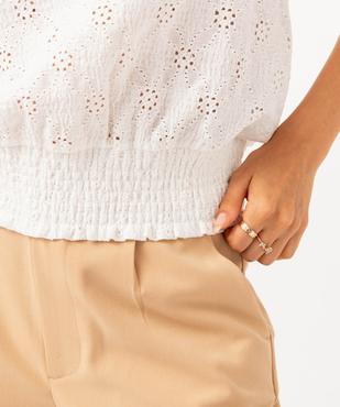 Tee-shirt à manches courtes en maille ajourée femme vue2 - GEMO(FEMME PAP) - GEMO
