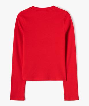 Tee-shirt à manches longues en maille côtelée fille vue3 - GEMO (JUNIOR) - GEMO