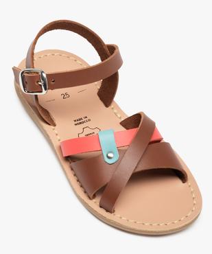 Sandales fille à brides en cuir coloré vue5 - GEMO (ENFANT) - GEMO