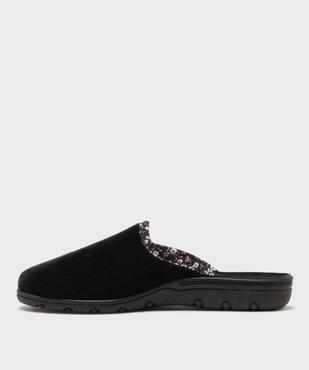Chaussons mules en velours avec biais à motifs fleuris femme vue3 - G'FLEX - GEMO