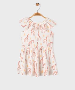 Robe à col volanté en jersey de coton bébé fille vue1 - GEMO 4G BEBE - GEMO