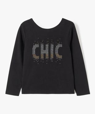 Tee-shirt à manches longues avec dos fantaisie et strass fille vue1 - GEMO 4G FILLE - GEMO