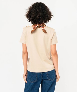 Tee-shirt manches courtes à boutons décoratifs femme vue3 - GEMO(FEMME PAP) - GEMO