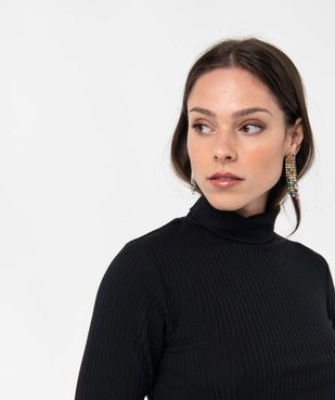 Tee-shirt femme en maille côtelée avec col roulé vue1 - GEMO(FEMME PAP) - GEMO