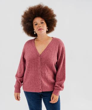 Gilet en maille fantaisie ajourée femme grande taille vue2 - GEMO 4G GT - GEMO