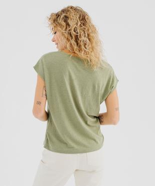 Tee-shirt manches courtes coupe loose en lin femme vue3 - GEMO 4G FEMME - GEMO