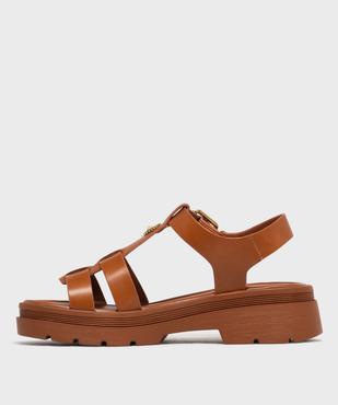 Sandales look spartiates à épaisse semelle crantée femme vue3 - 5 MILES - GEMO