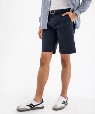 Bermuda chino droit avec ceinture tressée homme vue1 - GEMO (HOMME) - GEMO