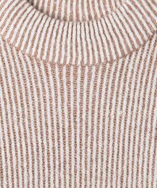 Pull loose en maille côtelée bicolore col cheminée fille vue3 - GEMO (JUNIOR) - GEMO