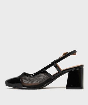 Escarpins slingback vernis à talon large et bout carré femme - Follow Me vue3 - FOLLOW ME - GEMO