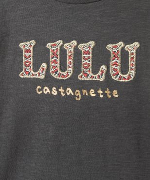 Tee-shirt fille avec inscription brodée sur le buste— LuluCastagnette vue2 - LULUCASTAGNETTE - GEMO