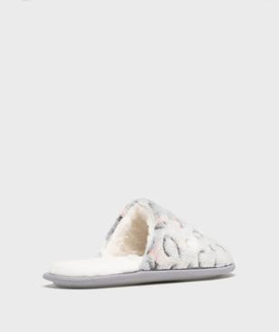 Chaussons mules en velours imprimé femme vue4 - GEMO 4G FEMME - GEMO